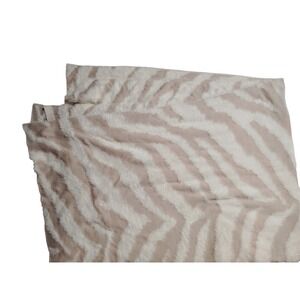 Soft Surroundings Zebra Faux Fur Knit Throw Blanket Cream Beige 50x70 68881‎